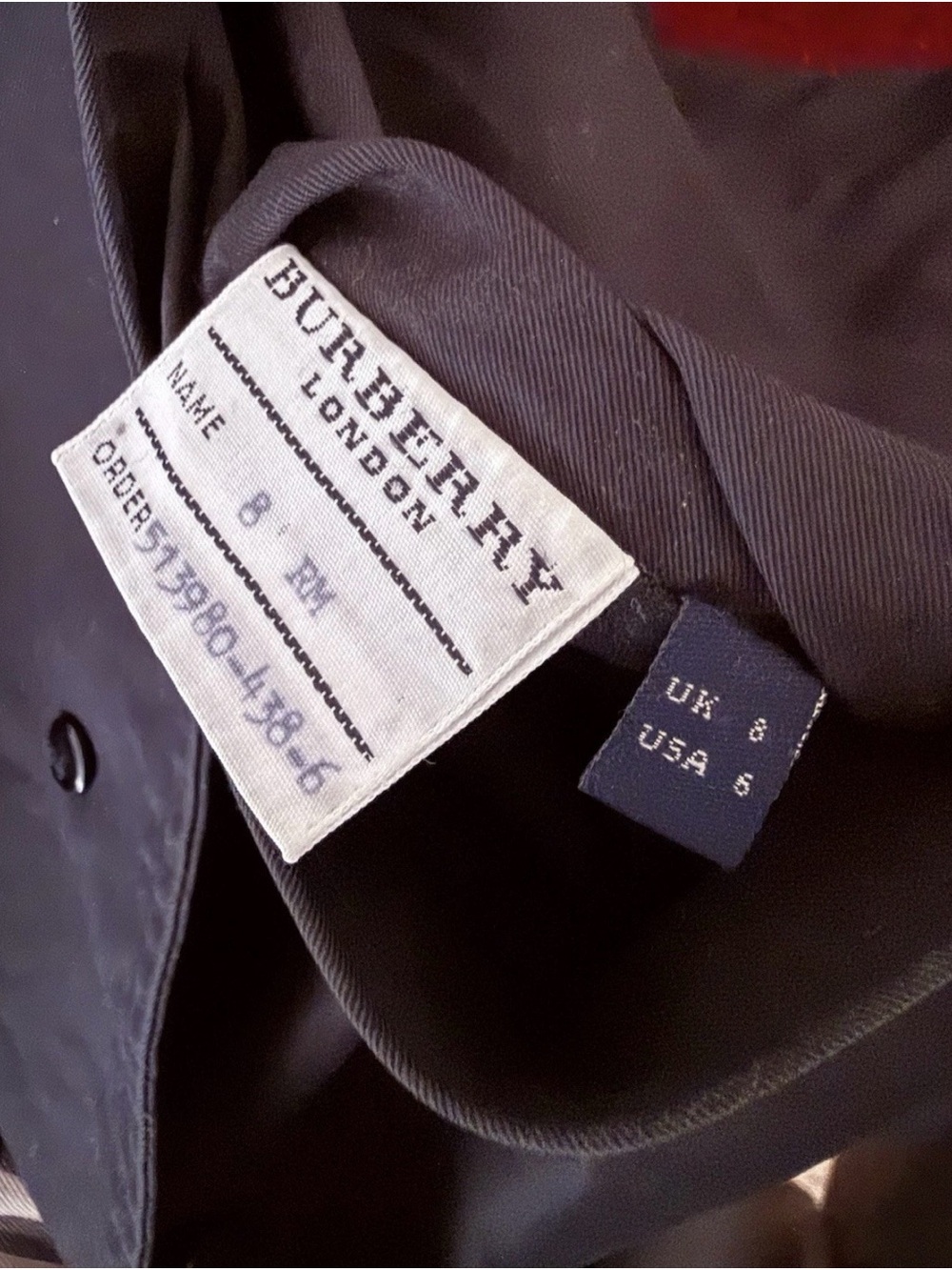 Burberry Vintage Mid-Length Black Trench Coat- Size 6 - Picture 8 of 8
